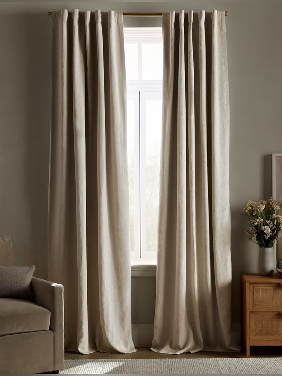 Quince Other - Quince 48x108 European Linen True Blackout Curtain Flax Panel